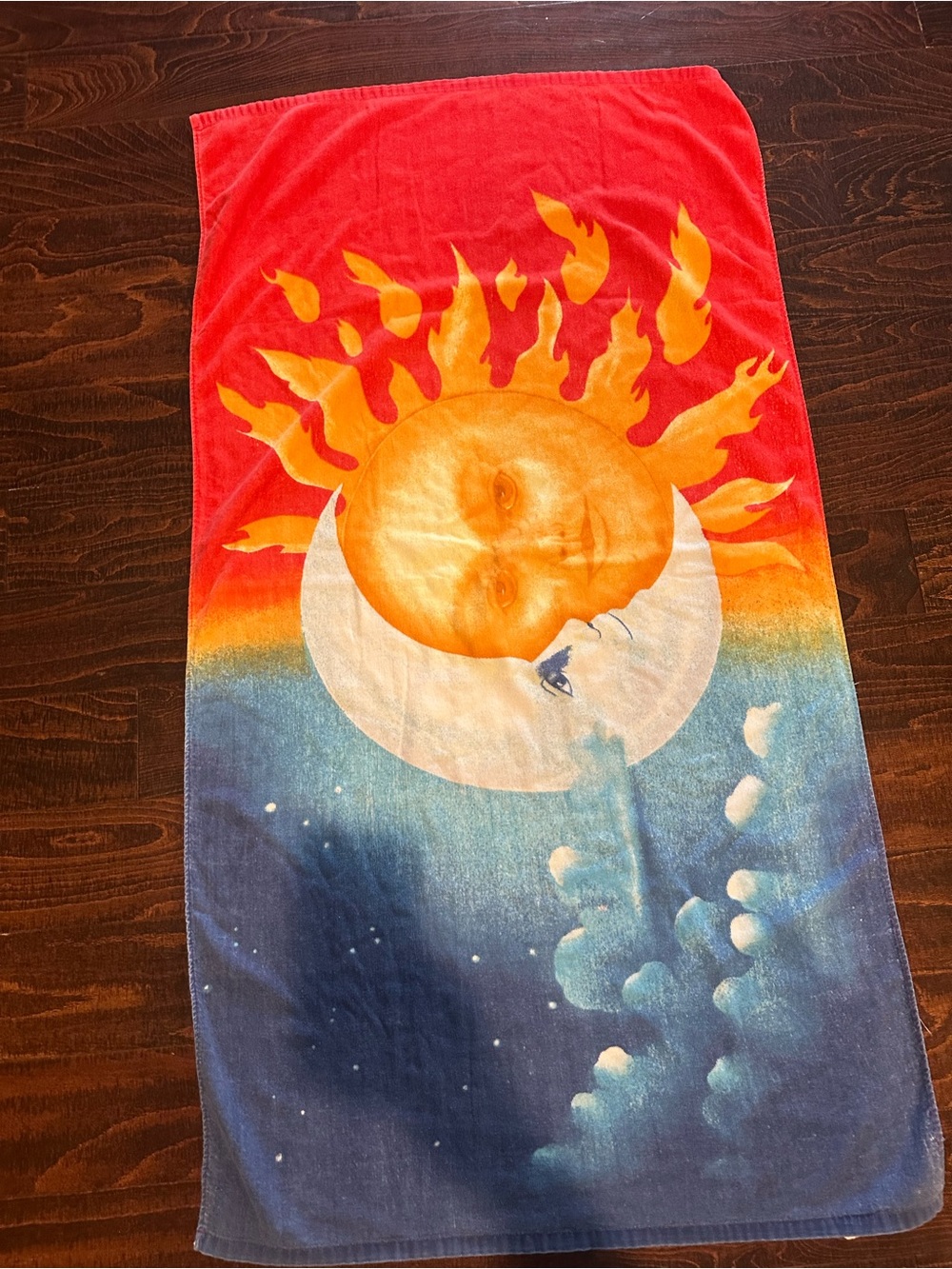 Vintage Y2K celestial sun and moon beach towel 100% cotton